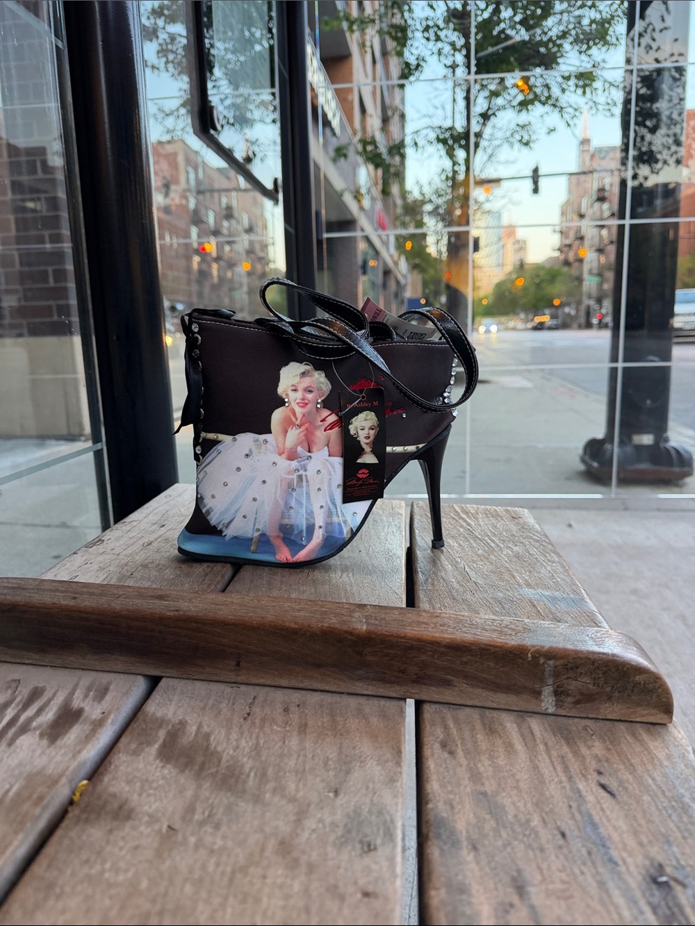 Brand new with tags Black Shoulder Bag with Multicolor Marilyn Monroe Print